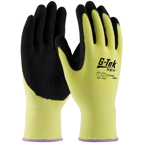 09-K1660/XL Gloves w/Kevlar Brand - G-Tek KEV - Yellow 13G Kevlar Shell - Nitrile MicroSurface Grip - A2 - Exact Industrial Supply