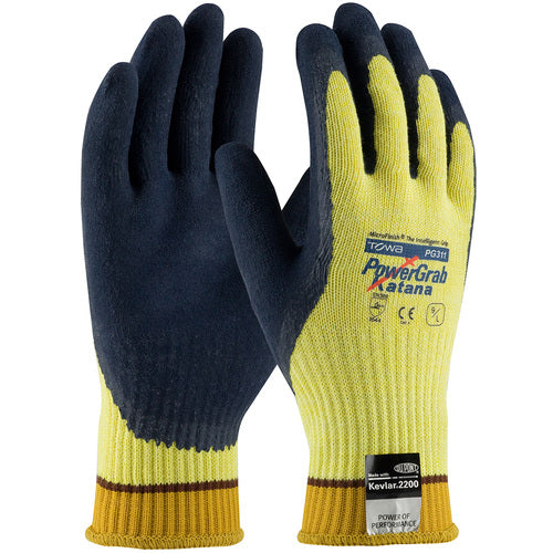 ‎09-K1700/XL Gloves w/Kevlar Brand - PowerGrab Katana - 10G Kevlar/Steel Shell - Latex MicroFinish Grip - A4 - Exact Industrial Supply