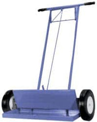 Made in USA - 36" Long Push Magnetic Sweeper with Wheels - 4-1/2" Wide x 1-1/2" High x 48" Long, 10" Wheel Diam, 2-1/2" Clearance - Caliber Tooling