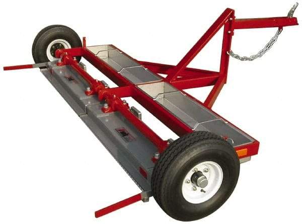 Made in USA - 60" Long Tow-Behind Magnetic Sweeper with Wheels - 12" Wide x 4-1/2" High, 8" Wheel Diam, 2" Clearance - Caliber Tooling