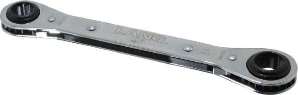 Lang - 5/8" x 3/4" 12 Point Reversible Ratcheting Box Wrench - Double End, 8-1/8" OAL, Steel, Nickel Chrome Finish - Caliber Tooling