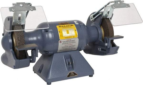 Baldor - 7" Wheel Diam x 1" Wheel Width, 1/2 hp Grinder - 5/8" Arbor Hole Diam, 1 Phase, 3,600 Max RPM, 115/230 Volts - Caliber Tooling