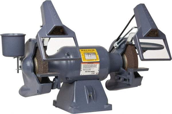 Baldor - 8" Wheel Diam x 1" Wheel Width, 3/4 hp Grinder - 3/4" Arbor Hole Diam, 1 Phase, 3,600 Max RPM, 115/230 Volts - Caliber Tooling