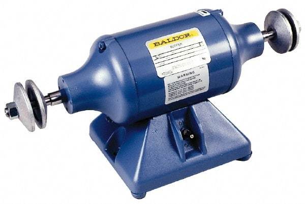 Baldor - 10" Wheel Diam x 1-1/4" Wheel Width, 1-1/2 hp Buffer - 7/8" Arbor Hole Diam, 3 Phase, 1,800 Max RPM, 208/230/460 Volts - Caliber Tooling