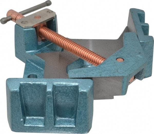 Wilton - Fixed Angle, 2 Axes, 4-1/8" Long, 1-3/8" Jaw Height, 3-11/32" Max Capacity, Cast Iron Angle & Corner Clamp - 90° Clamping Angle - Caliber Tooling