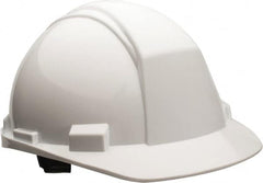 North - ANSI Type II, Class E Rated, 4-Point, Ratchet Adjustment Hard Hat - Size 6-1/2 to 8, White, Standard Brim - Caliber Tooling