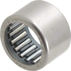 IKO - 0.709" Bore Diam, 2,600 Lb. Dynamic Capacity, 18 x 24 x 16mm, Caged, Open End, Shell Needle Roller Bearing - 0.945" Outside Diam, 0.63" Wide - Caliber Tooling