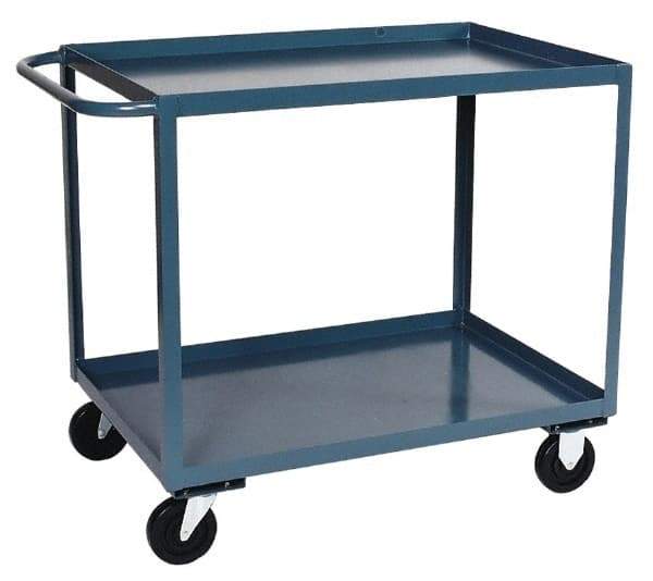 Durham - 1,200 Lb Capacity, 30" Wide x 60" Long x 37-3/4" High Service Cart - 2 Shelf, Steel, Hard Rubber Casters - Caliber Tooling