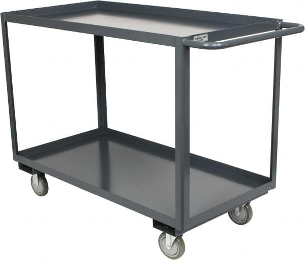 Durham - 1,200 Lb Capacity, 24" Wide x 48" Long x 37-3/4" High Service Cart - 2 Shelf, Steel, Hard Rubber Casters - Caliber Tooling