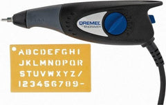 Dremel - 7,200 BPM, Electric Engraving Pen - 2 amps, Includes 9924 Carbide Point; Engraver Tool; Letter/Number Template Kit - Caliber Tooling