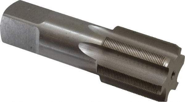 Interstate - 1-1/4 - 28 UNS 3B 6 Flute Bright Finish High Speed Steel Straight Flute Standard Hand Tap - Bottoming, Right Hand Thread, 4" OAL, 1-1/2" Thread Length, H4 Limit, Oversize - Exact Industrial Supply