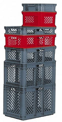 SSI Schaefer - 0.7 Cu Ft, 33 Lb Load Capacity Red Polypropylene Tote Container - Stacking, 15.8" Long x 11.9" Wide x 8.7" High - Caliber Tooling