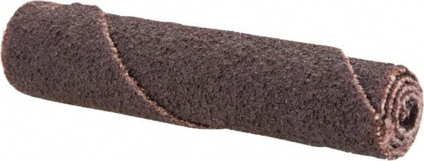 Merit Abrasives - 2" Long x 3/8" Diam, Aluminum Oxide, Full Taper Cartridge Roll - 80 Grit, 1/8" Pilot Hole Diam, Medium Grade - Caliber Tooling