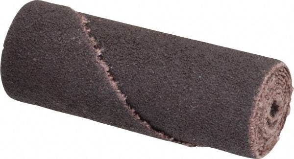 Merit Abrasives - 3/4" Max Roll Diam x 2" OAL, 80 Grit Aluminum Oxide Straight Cartridge Roll - 3/16" Pilot Hole Diam, Medium Grade - Caliber Tooling