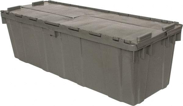 Orbis - 11 Cu Ft, 40 Lb Load Capacity Gray Polyethylene Attached-Lid Container - Stacking, Nesting, 39.3" Long x 14" Wide x 12" High, Lid Included - Caliber Tooling