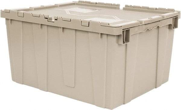 Quantum Storage - 2.44 Cu Ft, 80 Lb Load Capacity Gray Polyethylene Attached-Lid Container - Stacking, Nesting, 23.9" Long x 19.4" Wide x 12-1/2" High, Lid Included - Caliber Tooling