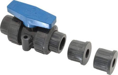 Plast-O-Matic - 1/2" Pipe, Full Port, PVC True Union Design Ball Valve - Inline - Two Way Flow, FNPT x FNPT Ends, Tee Handle, 175 WOG - Caliber Tooling