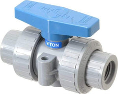 Plast-O-Matic - 1/2" Pipe, Full Port, CPVC True Union Design Ball Valve - Inline - Two Way Flow, FNPT x FNPT Ends, Tee Handle, 175 WOG - Caliber Tooling