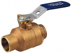 NIBCO - 1" Pipe, Full Port, Bronze Oxygen Service Ball Valve - 2 Piece, Inline - One Way Flow, Soldered x Soldered Ends, Lever Handle, 600 WOG, 150 WSP - Caliber Tooling