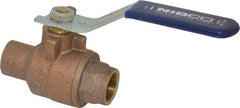 NIBCO - 1/2" Pipe, Full Port, Bronze Standard Ball Valve - 2 Piece, Inline - One Way Flow, Soldered x Soldered Ends, Lever Handle, 600 WOG, 150 WSP - Caliber Tooling