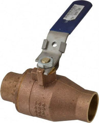 NIBCO - 1-1/2" Pipe, Full Port, Bronze Standard Ball Valve - 2 Piece, Inline - One Way Flow, Soldered x Soldered Ends, Locking Lever Handle, 600 WOG, 150 WSP - Caliber Tooling