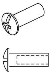 Made in USA - #10-24 Thread Barrel, Slotted/Phillips Drive, Stainless Steel Sex Bolt & Binding Post - 2" Long Barrel, Grade 18-8 - Caliber Tooling