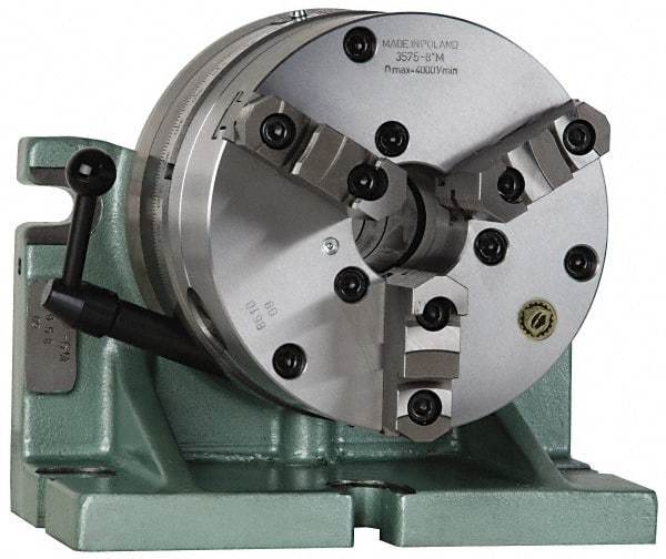 Bison - 360 Position, 6" Chuck, Super Indexing Spacer - 4.92" High Centerline, 0.866" Spacer Through Hole, 1.653" Chuck Through Hole, 11.85" OAL, 8.66" Overall Height - Caliber Tooling