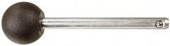 Value Collection - 3/8" Diam, 3-1/2" Usable Length, Ball Knob, Quick Release Pin - 3-1/2" OAL, Grade C1010/C1022 Steel, Zinc-Plated Finish - Caliber Tooling