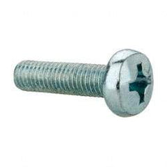 Value Collection - M8x1.25, 30mm Length Under Head Phillips Drive Machine Screw - Pan Head, Grade 4.8 Steel, Zinc-Plated Finish, Without Washer - Caliber Tooling