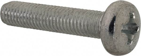 Value Collection - M8x1.25, 40mm Length Under Head Phillips Drive Machine Screw - Pan Head, Grade 4.8 Steel, Zinc-Plated Finish, Without Washer - Caliber Tooling