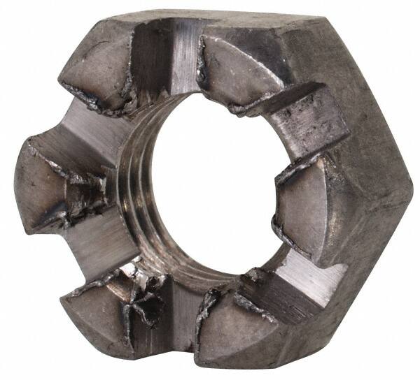 Value Collection - 5/16-24 UNF Grade 2 Steel Slotted Locknut - 1/2" Width Across Flats, 17/64" High, Uncoated - Caliber Tooling