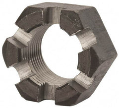 Value Collection - 1-1/8 - 12 UNF Grade 2 Steel Slotted Locknut - 1-11/16" Width Across Flats, 31/32" High, Uncoated - Caliber Tooling