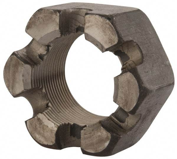 Value Collection - 1-3/4 - 12 UNF Grade 2 Steel Slotted Locknut - 2-5/8" Width Across Flats, 1-1/2" High, Uncoated - Caliber Tooling