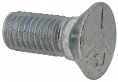 Value Collection - 1/2-13 UNC, 1-1/4" OAL, Steel Plow Bolt - Zinc-Plated Finish, Grade 5 - Caliber Tooling