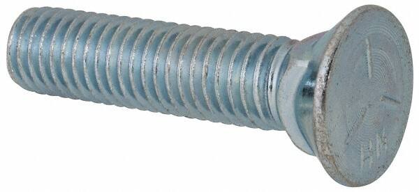 Value Collection - 1/2-13 UNC, 2-1/4" OAL, Steel Plow Bolt - Zinc-Plated Finish, Grade 5 - Caliber Tooling