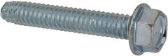 Value Collection - 1/4-20 UNC Thread, 1-1/2" Length Under Head, Hex Drive Steel Thread Cutting Screw - Hex Head, Grade 2, Point Type F, Zinc-Plated Finish - Caliber Tooling