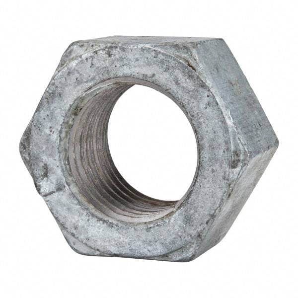 Value Collection - 1-1/2 - 6 UNC Steel Right Hand Hex Nut - 2-1/4" Across Flats, 1-9/32" High, Hot Dipped Galvanized Finish - Caliber Tooling