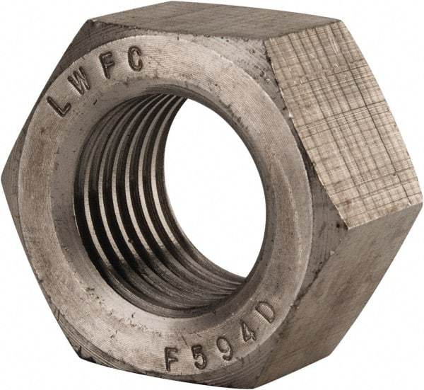 Value Collection - 1-1/2 - 6 UNC Stainless Steel Right Hand Hex Nut - 2-1/4" Across Flats, 1-9/32" High, Uncoated - Caliber Tooling