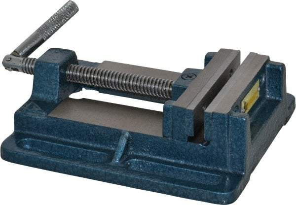 Interstate - 3-13/16" Jaw Opening Capacity x 1" Throat Depth, Horizontal Drill Press Vise - 4" Wide x 1" High Jaw, Stationary Base, Standard Speed, 8.46" OAL x 2.05" Overall Height, Cast Iron - Caliber Tooling