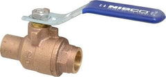 NIBCO - 1/2" Pipe, Full Port, Bronze Standard Ball Valve - 2 Piece, Inline - One Way Flow, Soldered x Soldered Ends, Lever Handle, 600 WOG, 150 WSP - Caliber Tooling