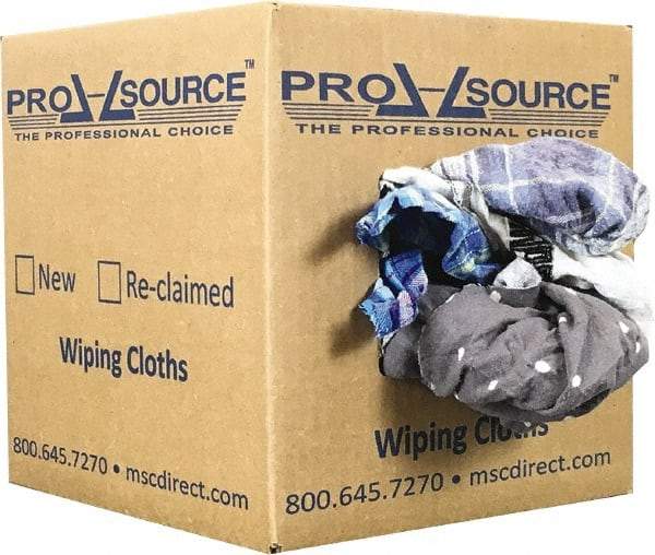 PRO-SOURCE - Reclaimed Cotton Polishing and Dust Cloths - Assorted Colors, Flannel, Low Lint, 5 Lbs. at 3 to 4 per Pound, Box - Caliber Tooling