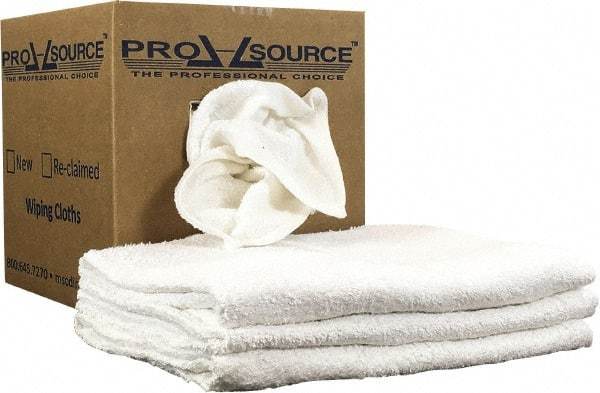 PRO-SOURCE - 40 Inch Long Virgin Terry Cotton Towels - White, Terry Cloth, Medium Lint, Box - Caliber Tooling