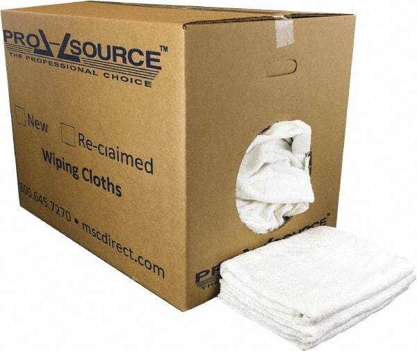 PRO-SOURCE - 40 Inch Long Virgin Terry Cotton Towels - White, Terry Cloth, Medium Lint, Box - Caliber Tooling