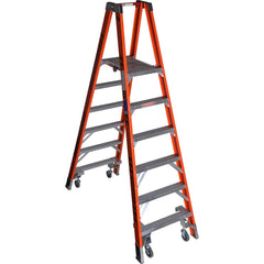 Werner - Step Ladders; Type: Twin Step Ladder ; Height (Feet): 6 ; Industry Rating: Type IA ; Load Capacity (Lb.): 300.000 ; Material: Fiberglass ; Number of Steps / Rungs: 6 - Exact Industrial Supply