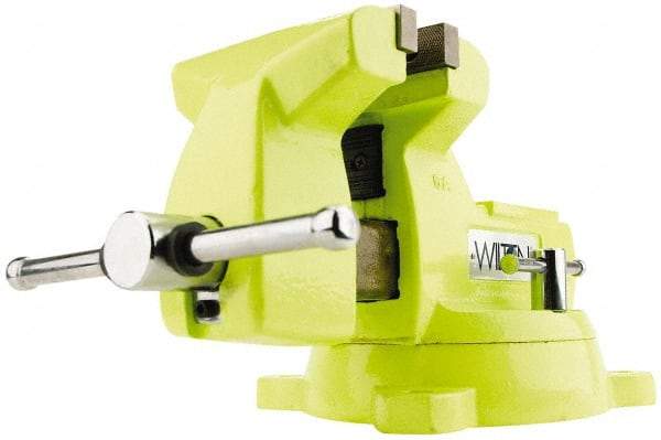 Wilton - 5" Jaw Width x 5-1/4" Jaw Opening Capacity, 3-3/4" Throat Depth, Bench & Pipe Combination Vise - 1/4 to 2-1/2" Pipe Capacity, Swivel Base, Bolt Down Attachment, Ductile Iron - Caliber Tooling