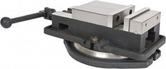 Interstate - 5" Jaw Width, 4-19/32" Jaw Opening Capacity, Horizontal Swivel Machine Vise - Manual Operation, 4,945 Lb Capacity, 1 Station, 14.3" Long x 3.95" High x 1-11/32" Deep, 0.98" Jaw Height, Cast Iron - Caliber Tooling