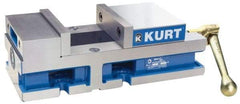 Kurt - 6" Jaw Width, 4" Jaw Opening Capacity, Horizontal Stationary Machine Vise - Reverse Manual Operation, 6,356 Lb Capacity, 1 Station, 14.88" Long x 4.6720" High x 1-31/64" Deep, 1.735" Jaw Height, 80 Lb Max Clamp Force - Caliber Tooling