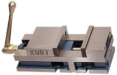 Kurt - 6" Jaw Width, 6" Jaw Opening Capacity, Horizontal Stationary Machine Vise - Air Operation, 5,000 Lb Capacity, 1 Station, 17" Long x 4.6720" High x 1-31/64" Deep, 1.735" Jaw Height, 100 psi Max Clamp Force - Caliber Tooling