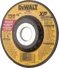 DeWALT - 24 Grit, 4-1/2" Wheel Diam, 1/8" Wheel Thickness, 7/8" Arbor Hole, Type 27 Depressed Center Wheel - Zirconia Alumina, R Hardness, 13,300 Max RPM, Compatible with Angle Grinder - Caliber Tooling