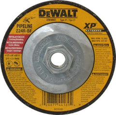 DeWALT - 24 Grit, 4-1/2" Wheel Diam, 1/8" Wheel Thickness, Type 27 Depressed Center Wheel - Zirconia Alumina, R Hardness, 13,300 Max RPM, Compatible with Angle Grinder - Caliber Tooling